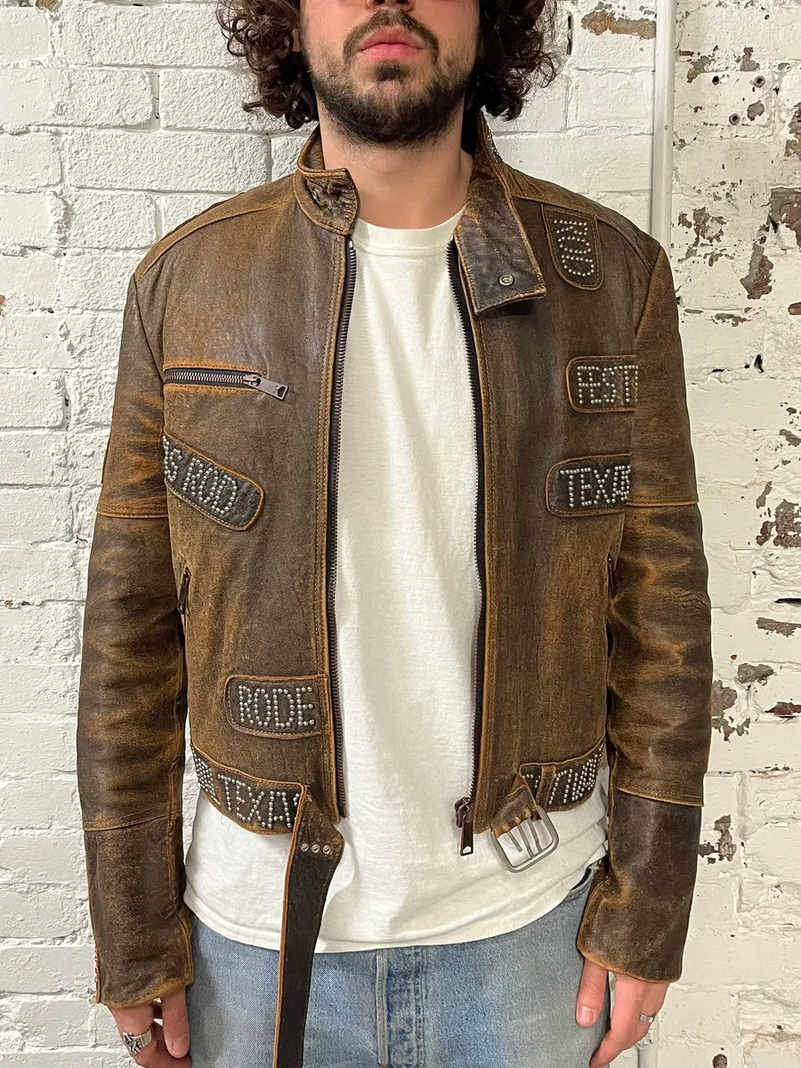 SS2001 Dolce & Gabbana Rodeo Studded Aged Leather Jacket pnACJIe 1