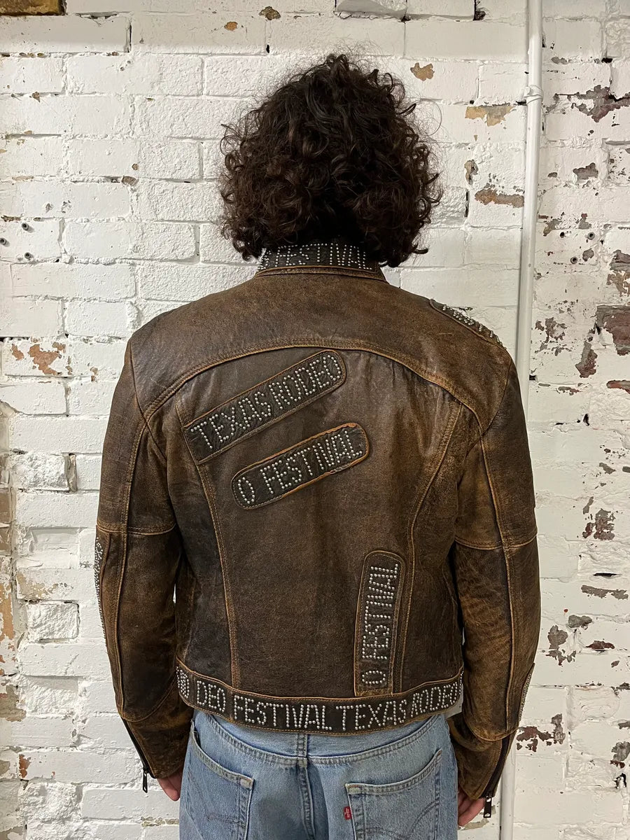 SS2001 Dolce & Gabbana Rodeo Studded Aged Leather Jacket pnACJIe 2