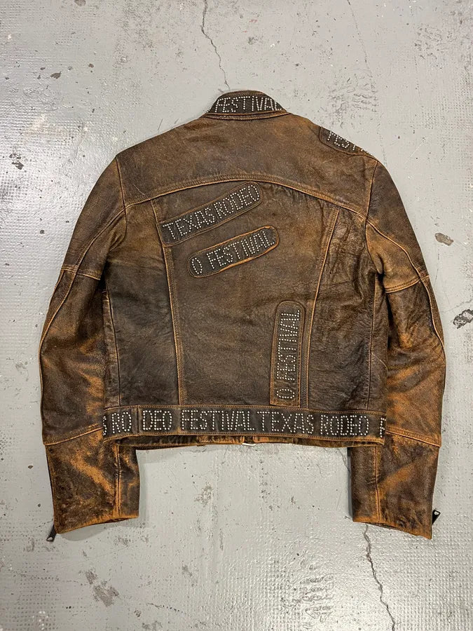 SS2001 Dolce & Gabbana Rodeo Studded Aged Leather Jacket pnACJIe 6