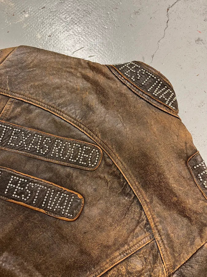 SS2001 Dolce & Gabbana Rodeo Studded Aged Leather Jacket pnACJIe 7