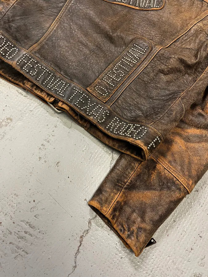 SS2001 Dolce & Gabbana Rodeo Studded Aged Leather Jacket pnACJIe 8