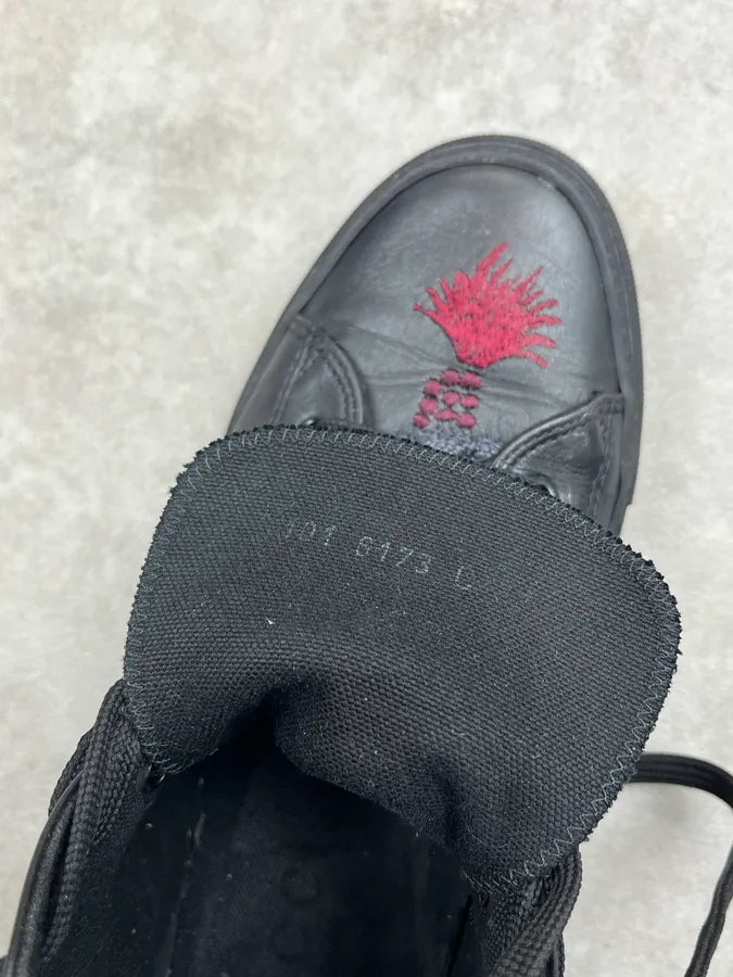 SS2001 Gucci Leather Embroidered Dragon Black Leather High Sneakers ENkUNSI 7