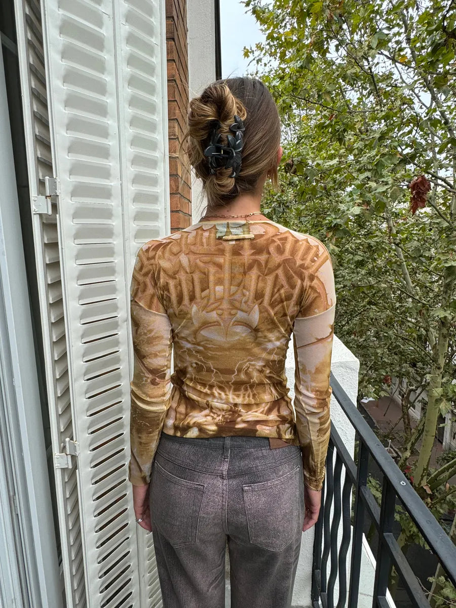 SS2001 Jean Paul Gaultier Double Satan Mesh Top EGtwIHv 3