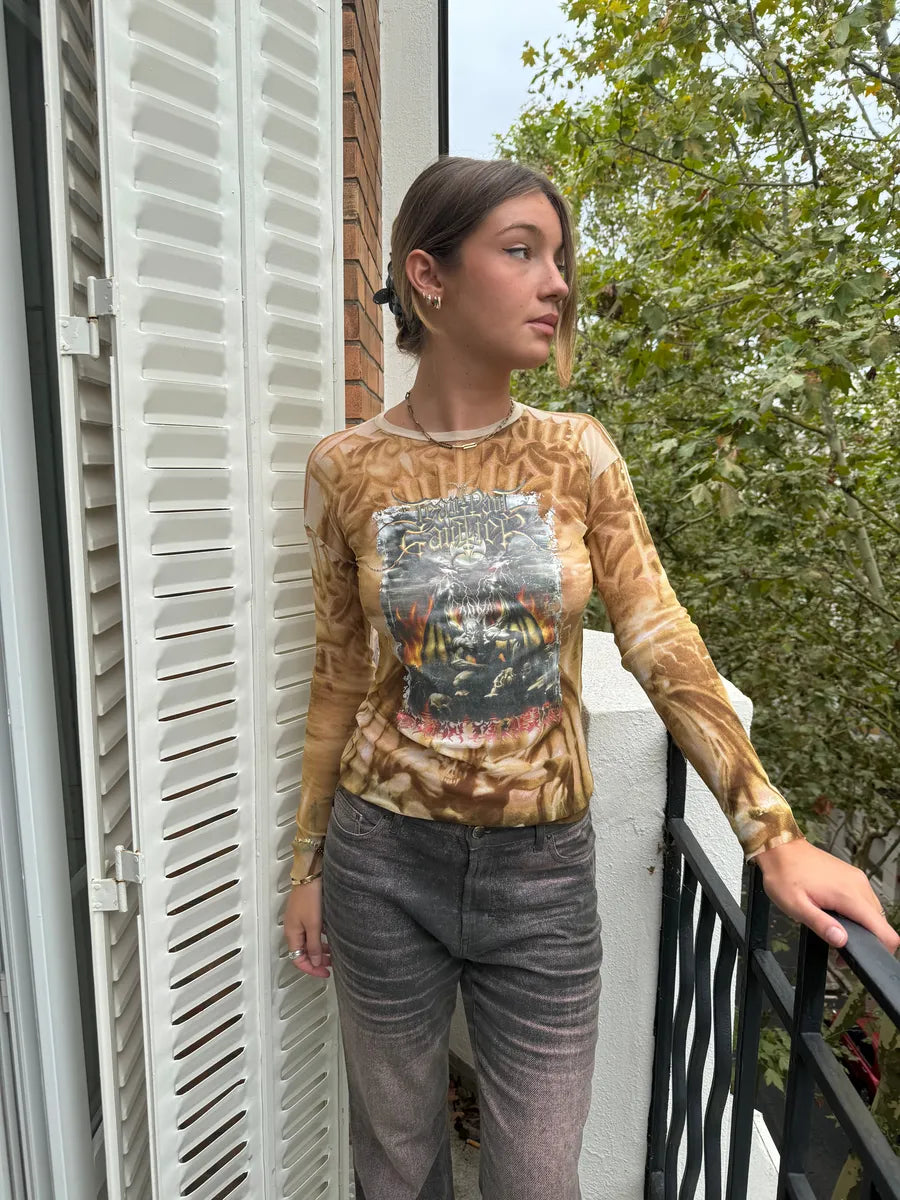 SS2001 Jean Paul Gaultier Double Satan Mesh Top EGtwIHv 4