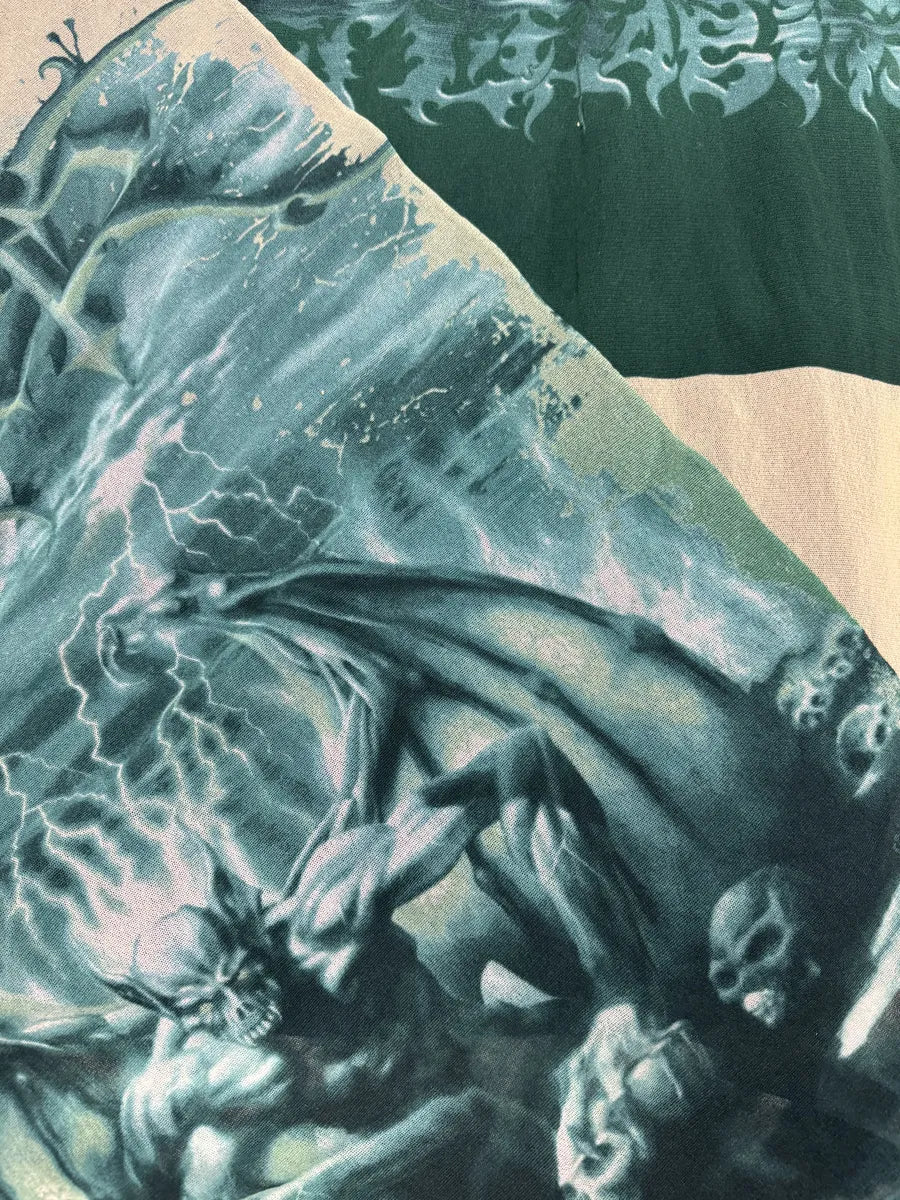 SS2001 Jean Paul Gaultier Satanic Gargoyle Blue Mesh Dress & Sarong  VUECnqW 5