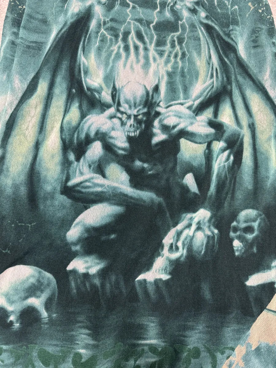 SS2001 Jean Paul Gaultier Satanic Gargoyle Blue Mesh Dress & Sarong  VUECnqW 8