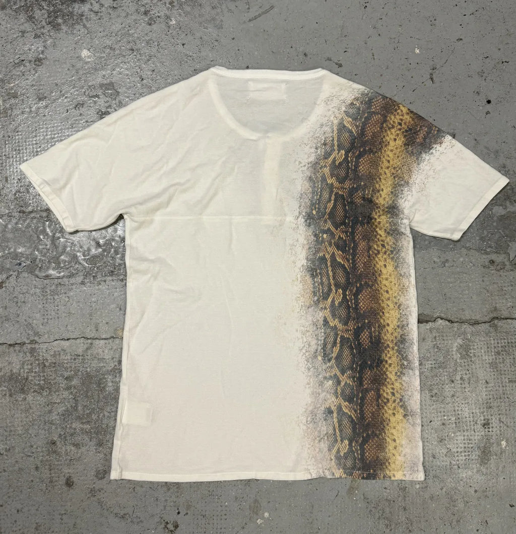SS2001 Maison Martin Margiela White Snakeskin Print Henley T-Shirt cbzhNSt 1