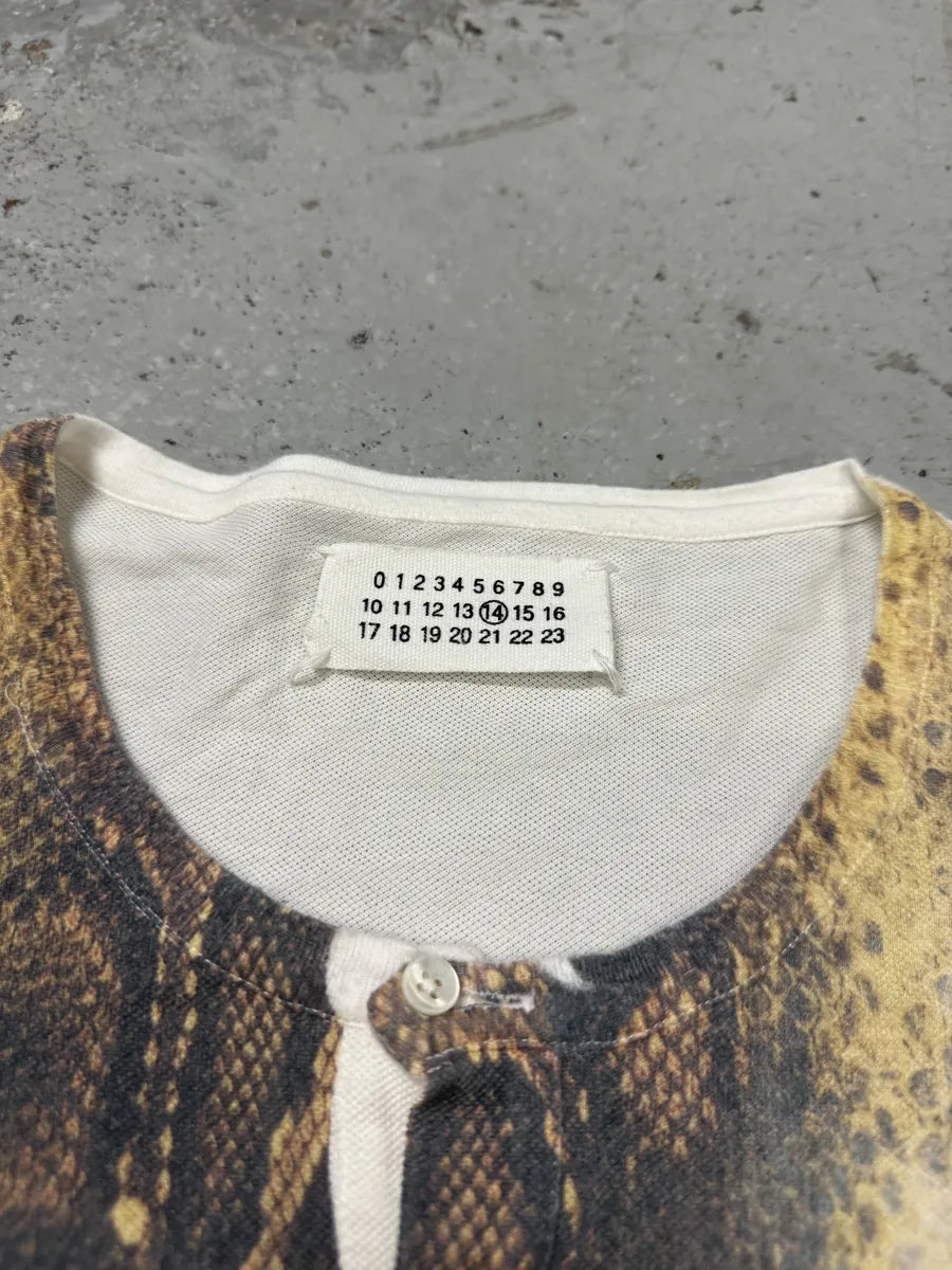 SS2001 Maison Martin Margiela White Snakeskin Print Henley T-Shirt cbzhNSt 7