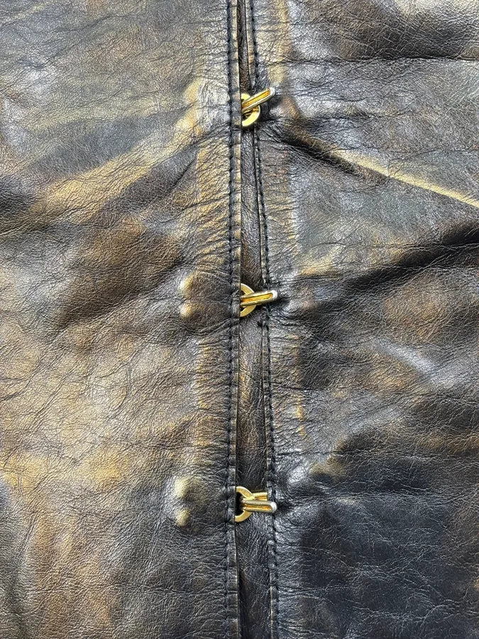SS2001 Roberto Cavalli Black & Gold Patina Leather Biker Jacket GGYEfIq 9