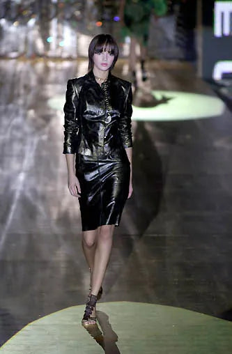 SS2001 Roberto Cavalli Black & Gold Patina Leather Biker Jacket (XS) 1