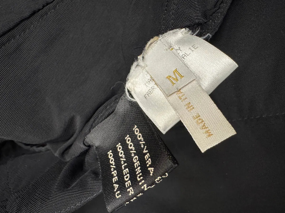 SS2001 Roberto Cavalli Black & Gold Patina Leather Biker Jacket (XS) 10