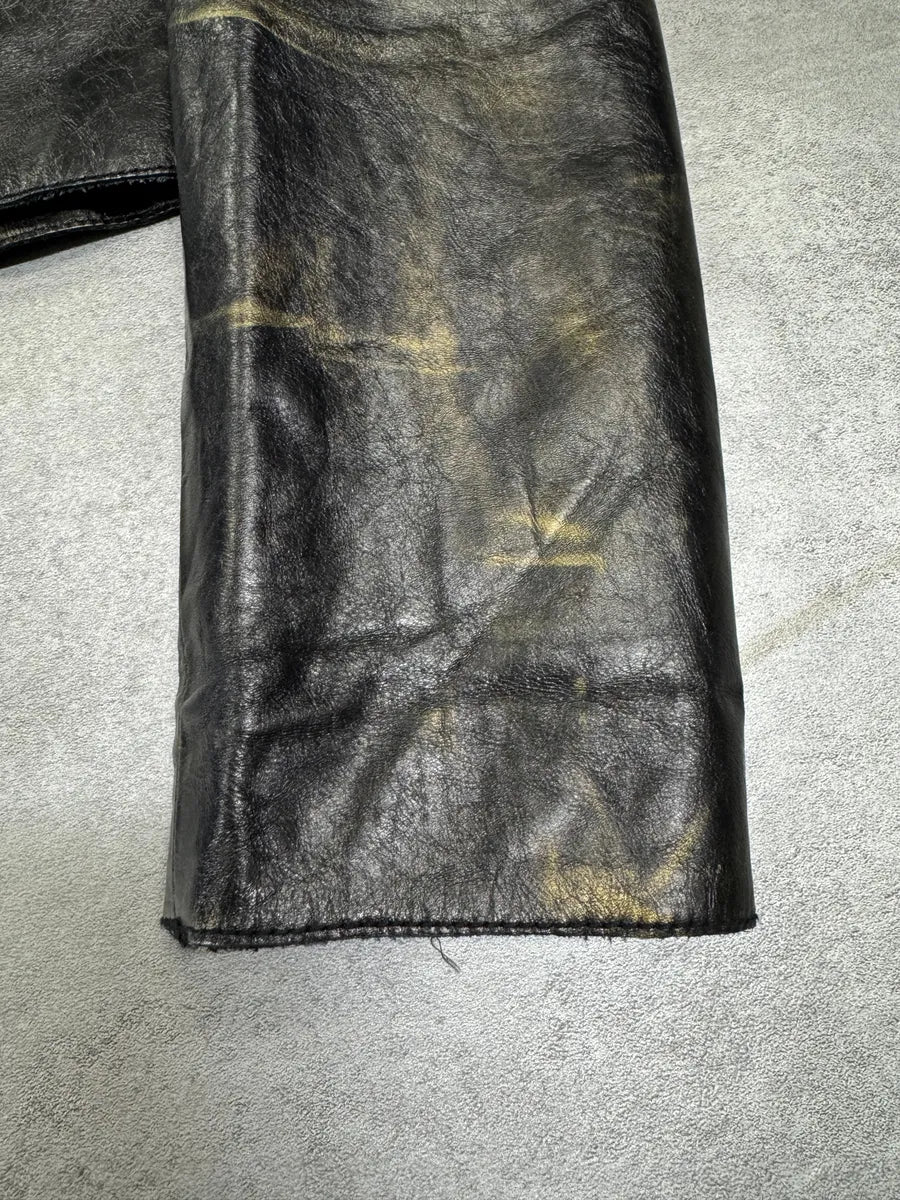 SS2001 Roberto Cavalli Black & Gold Patina Leather Biker Jacket (XS) 6