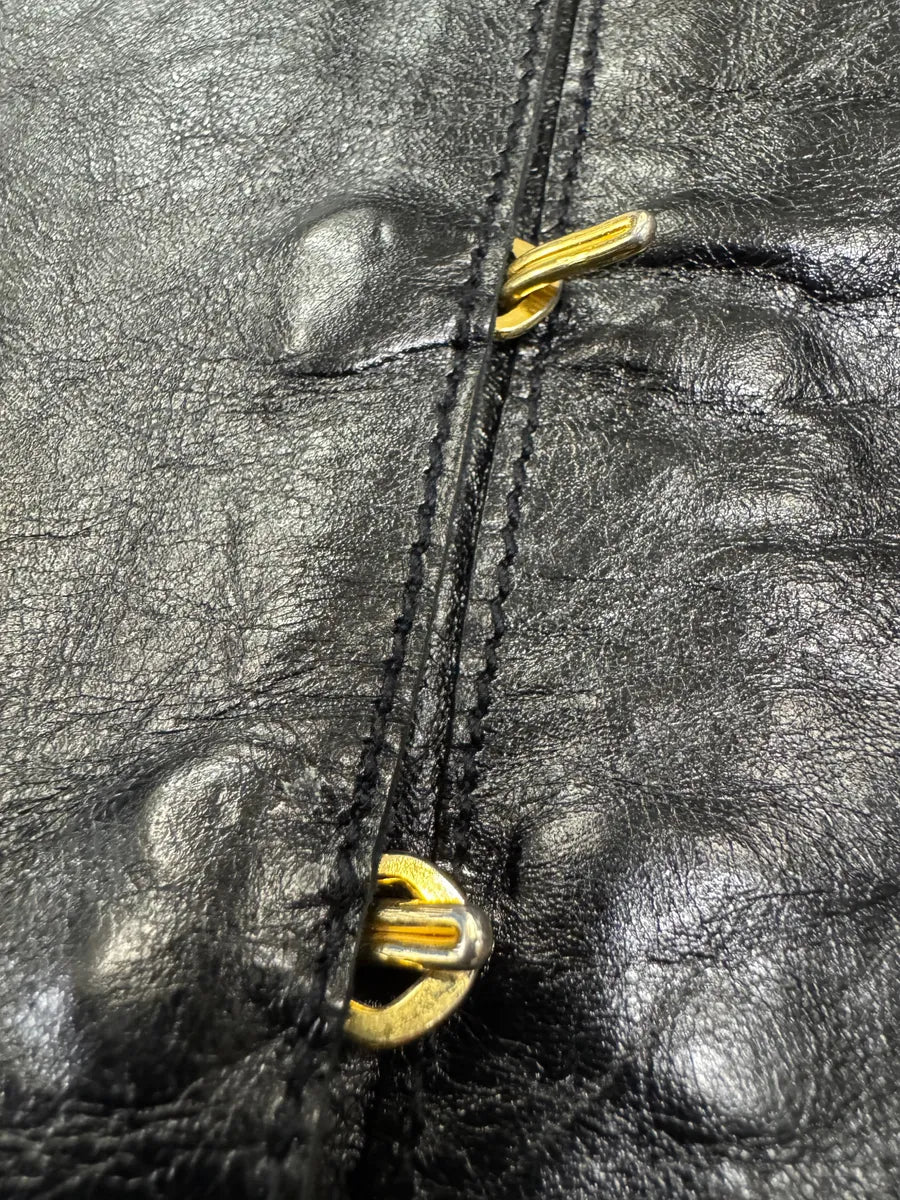 SS2001 Roberto Cavalli Black & Gold Patina Leather Biker Jacket (XS) 7