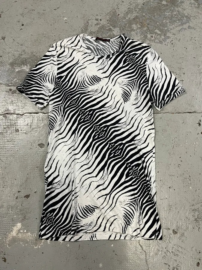 SS2001 Roberto Cavalli Black & White Zebra Savage Tee-Shirt qUAVppJ 0