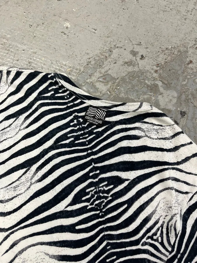 SS2001 Roberto Cavalli Black & White Zebra Savage Tee-Shirt qUAVppJ 4