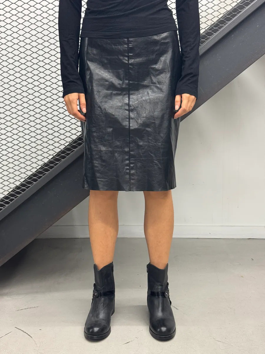 SS2001 Roberto Cavalli Black Faded Leather Skirt  qaYGHPc 1