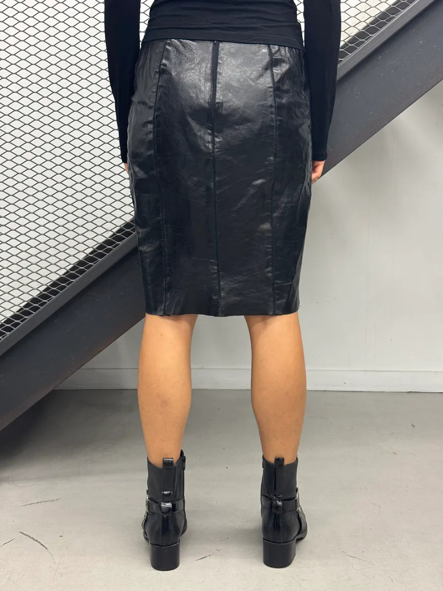 SS2001 Roberto Cavalli Black Faded Leather Skirt  qaYGHPc 3