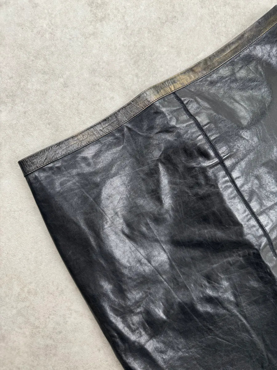 SS2001 Roberto Cavalli Black Faded Leather Skirt  qaYGHPc 7