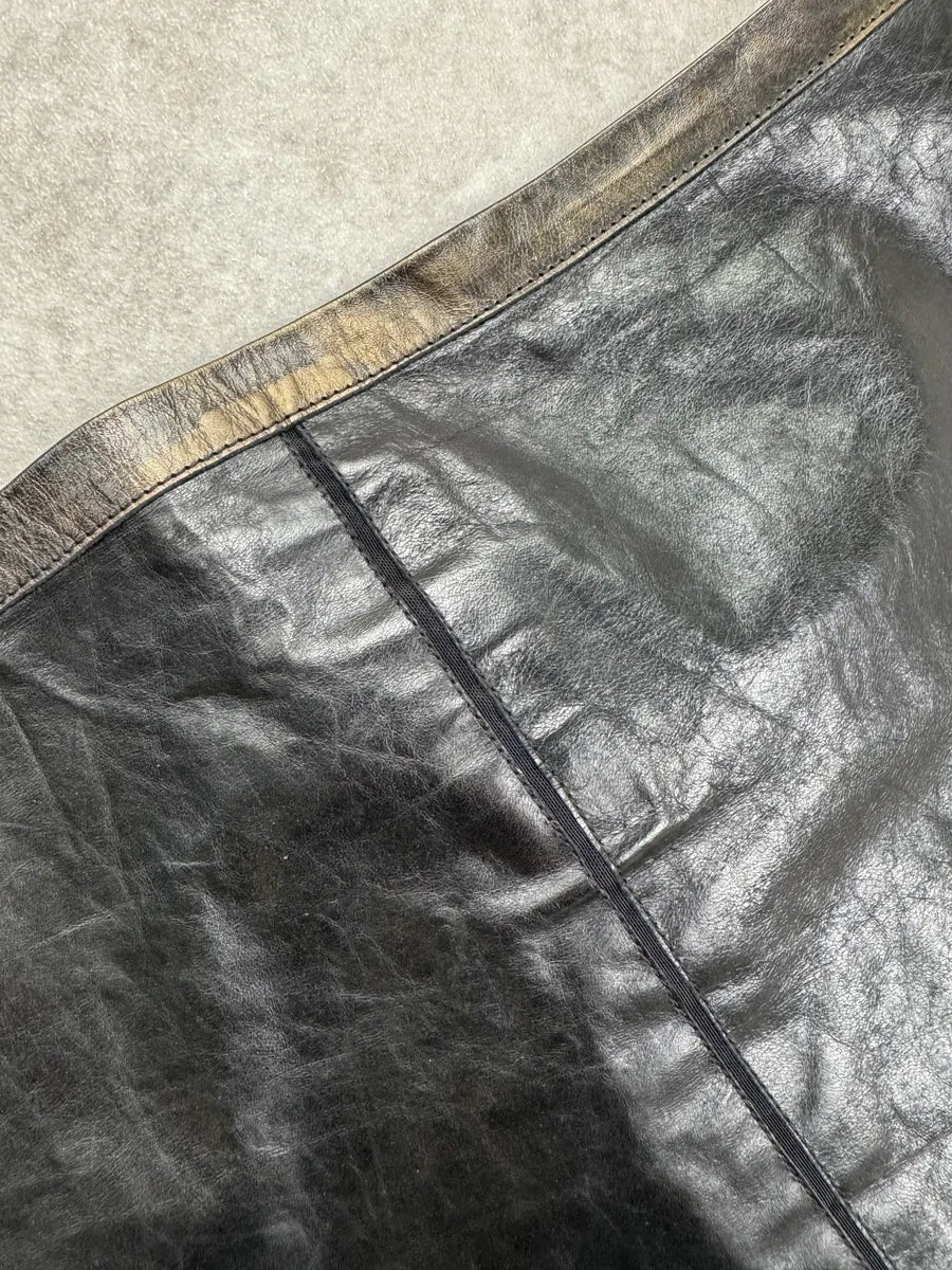SS2001 Roberto Cavalli Black Faded Leather Skirt  qaYGHPc 8