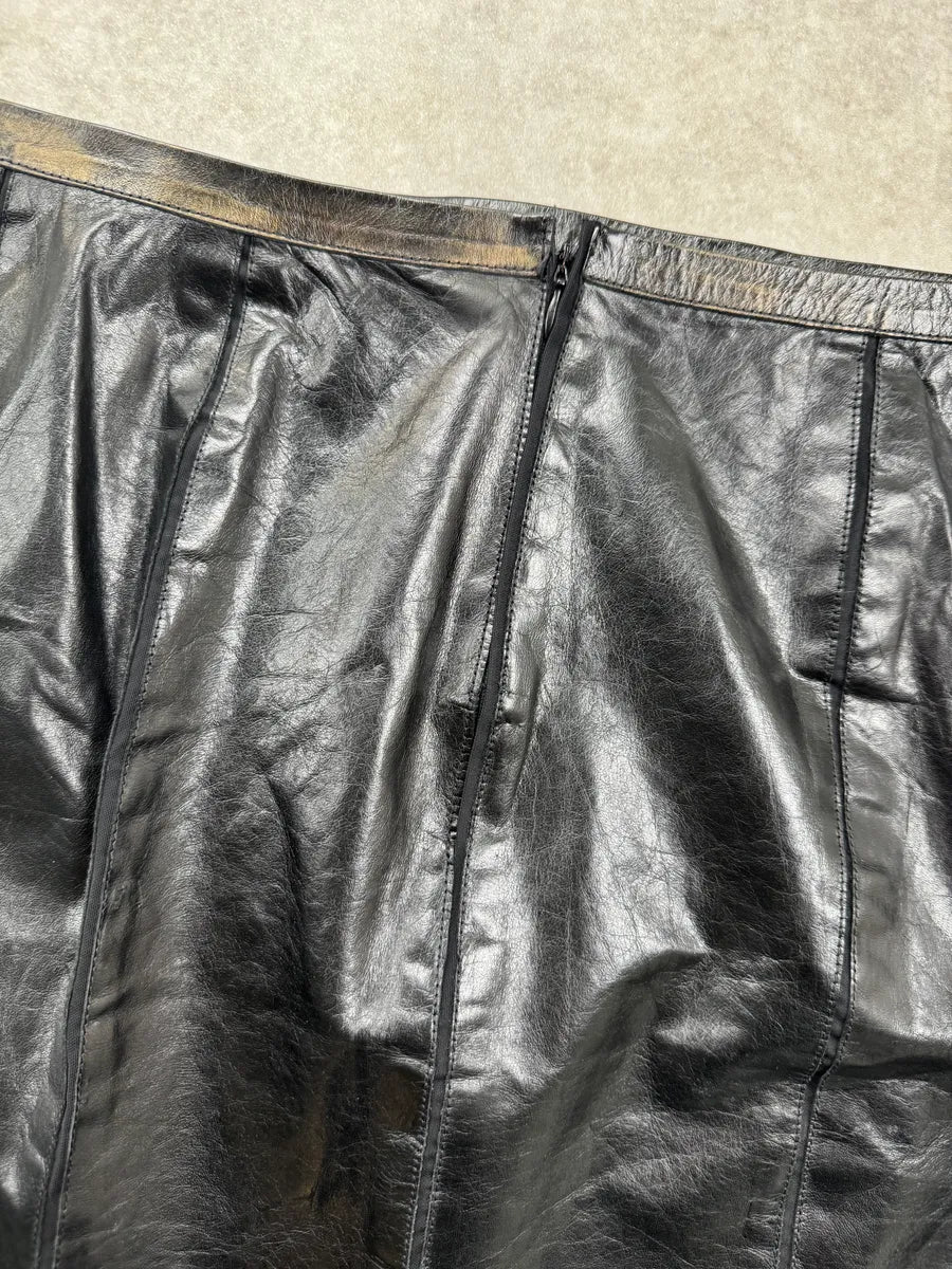 SS2001 Roberto Cavalli Black Faded Leather Skirt  qaYGHPc 9