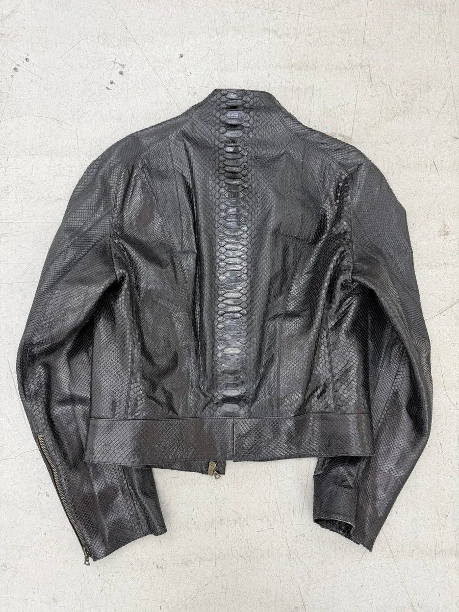 SS2001 Roberto Cavalli Black Python Leather Jacket LLFdCwg 1