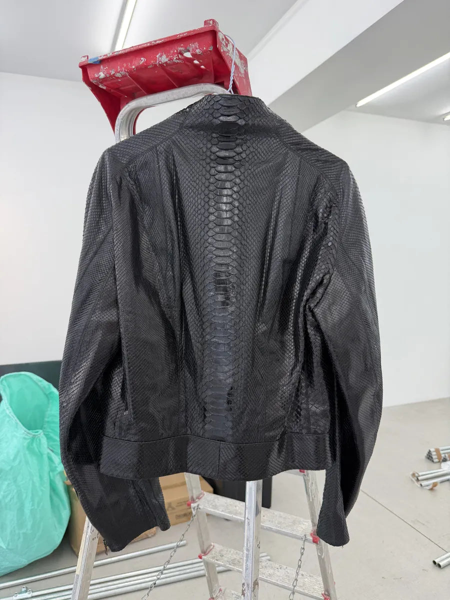 SS2001 Roberto Cavalli Black Python Leather Jacket LLFdCwg 3