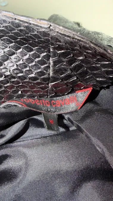 SS2001 Roberto Cavalli Black Python Leather Jacket LLFdCwg 5