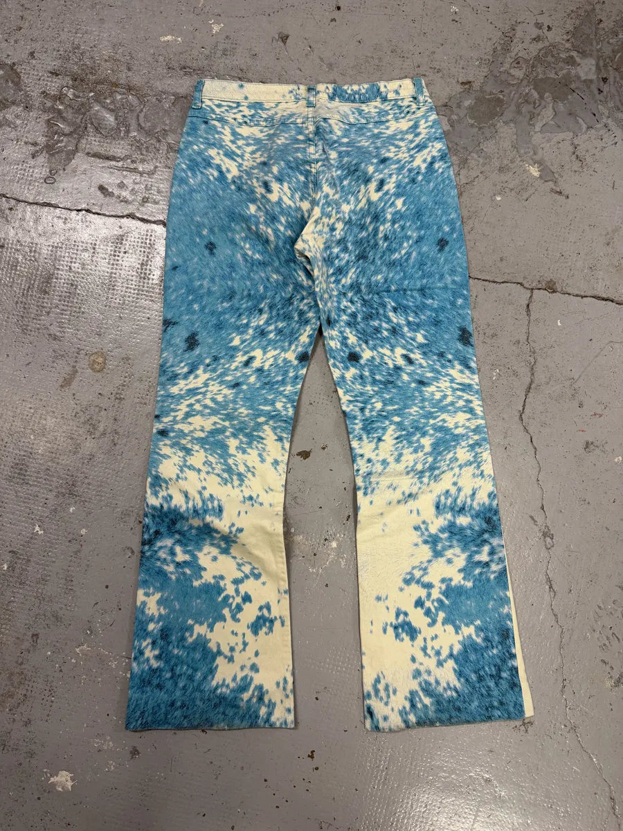 SS2001 Roberto Cavalli Blue & White Fury Movement Cow Print Pants kaqmlWs 1