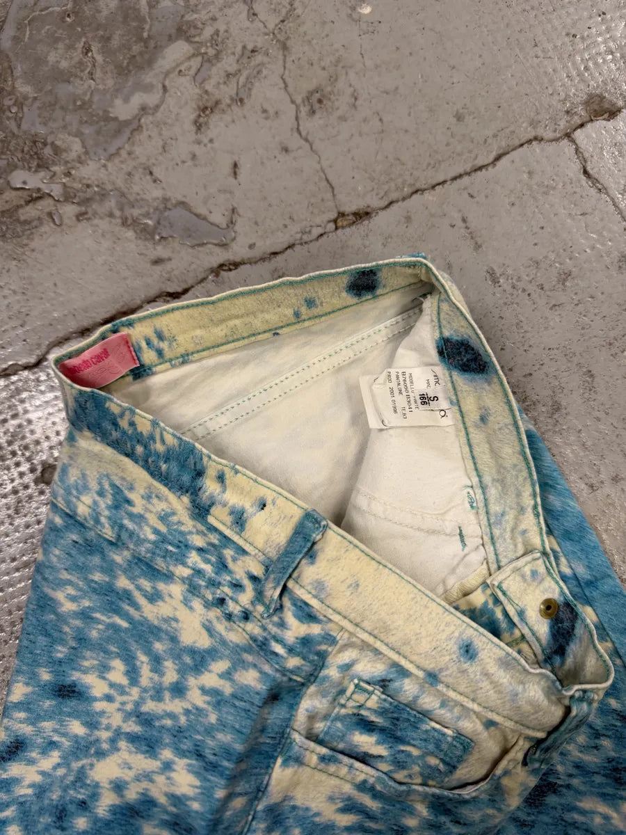 SS2001 Roberto Cavalli Blue & White Fury Movement Cow Print Pants kaqmlWs 6