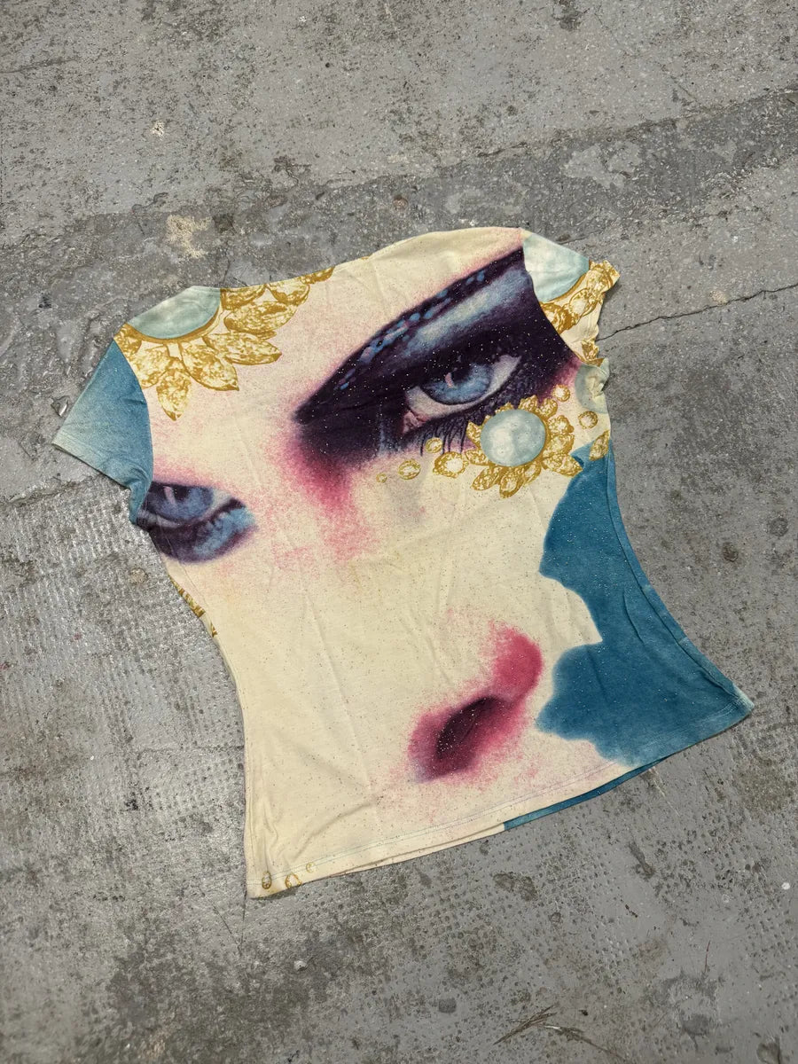 SS2001 Roberto Cavalli Blue Desi Princess Eye Top (S) RXzZQpS 5