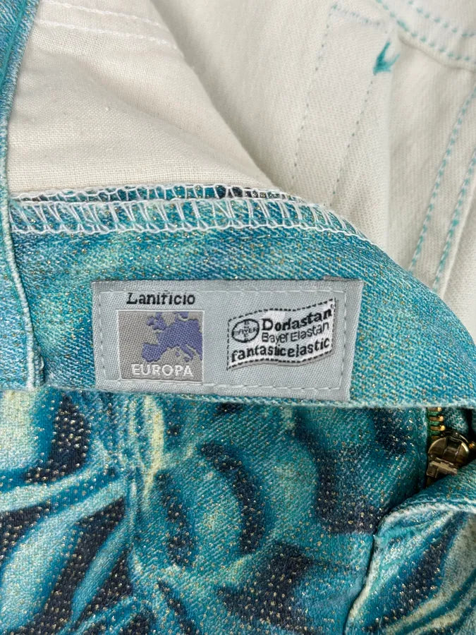 SS2001 Roberto Cavalli Blue Pixel Hallucination Pants WwSorGf 10