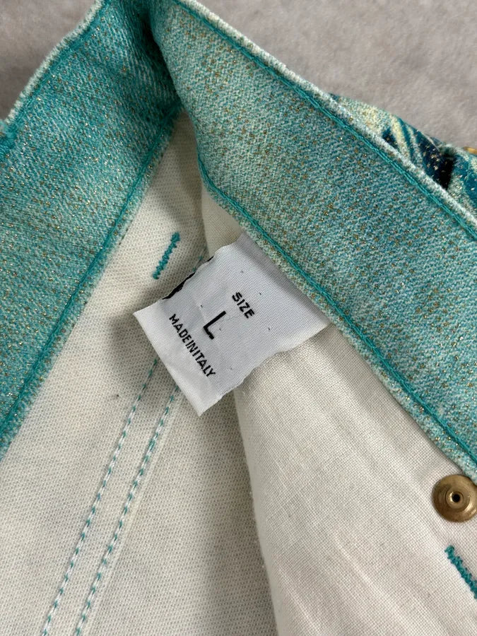 SS2001 Roberto Cavalli Blue Pixel Hallucination Pants WwSorGf 11