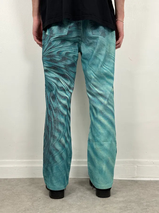SS2001 Roberto Cavalli Blue Pixel Hallucination Pants WwSorGf 5