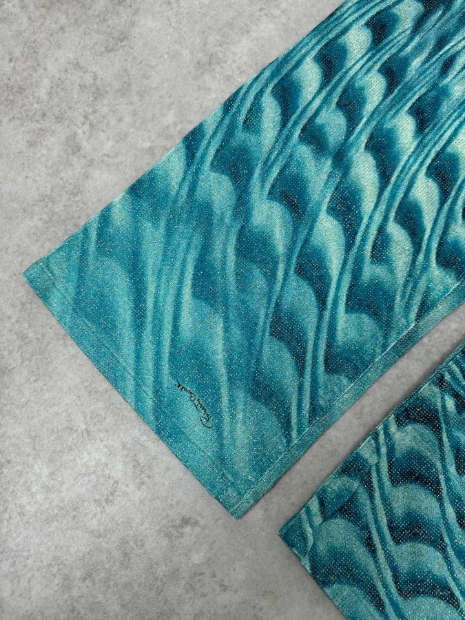 SS2001 Roberto Cavalli Blue Pixel Hallucination Pants WwSorGf 8