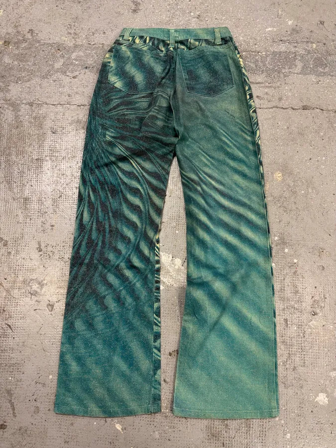 SS2001 Roberto Cavalli Blue Psycho Mystery Pants (S) QDVDgWH 10