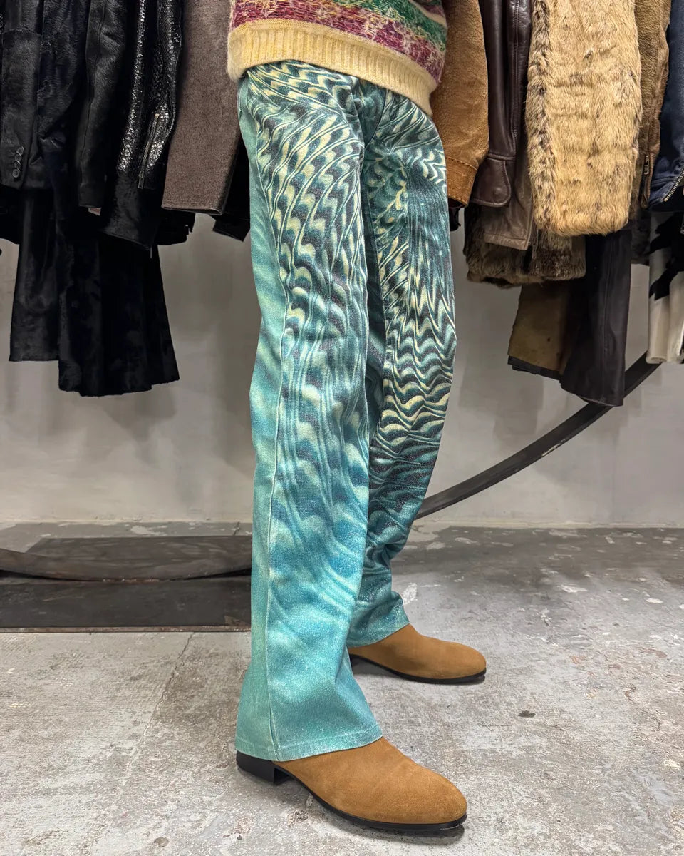 SS2001 Roberto Cavalli Blue Psycho Mystery Pants (S) QDVDgWH 2