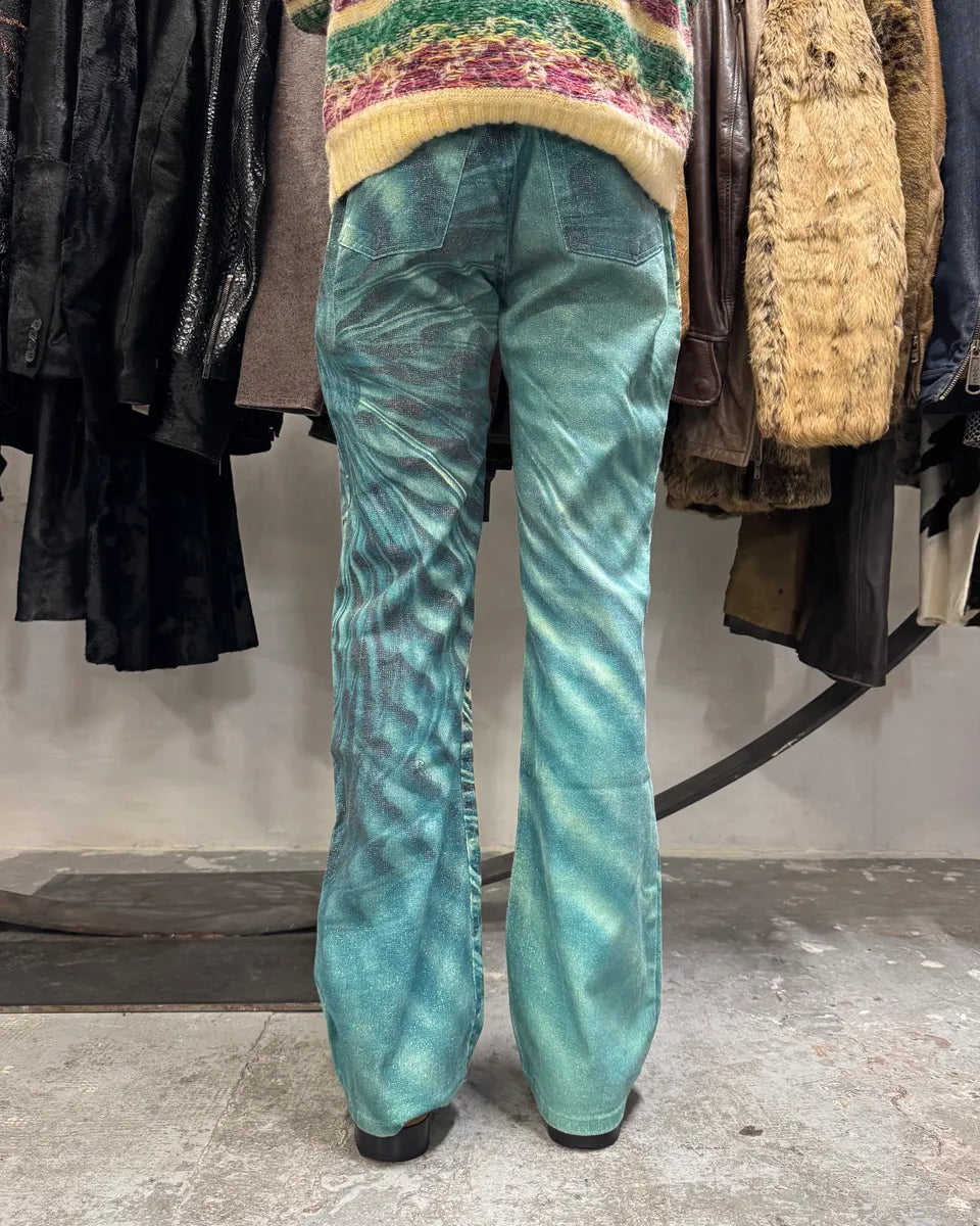 SS2001 Roberto Cavalli Blue Psycho Mystery Pants (S) QDVDgWH 3