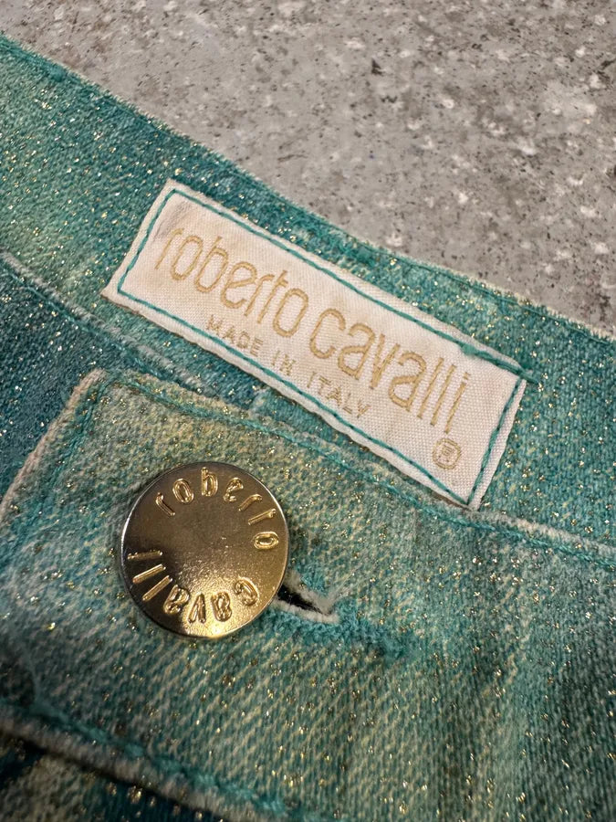 SS2001 Roberto Cavalli Blue Psycho Mystery Pants (S) QDVDgWH 9