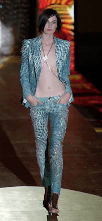 SS2001 Roberto Cavalli Blue Sequin Embellished Wings Pants TmSiLEw 1