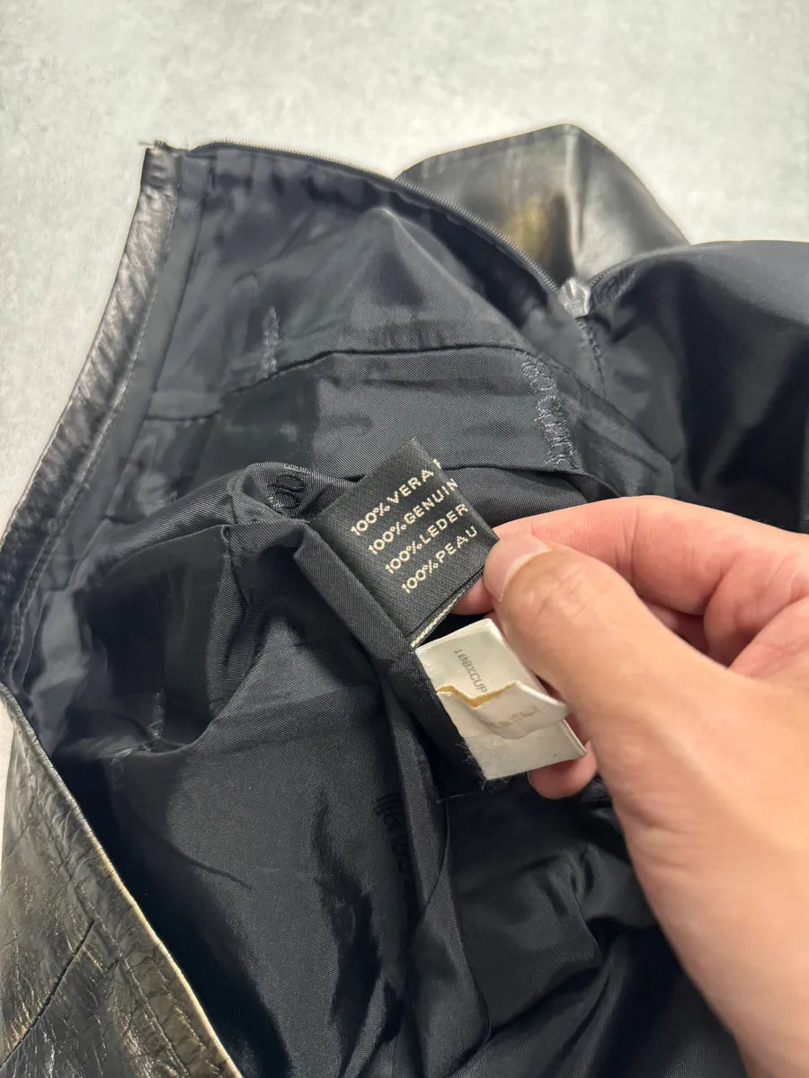 SS2001 Roberto Cavalli Brown Metallic Leather Skirt (L) VkPaHdj 6