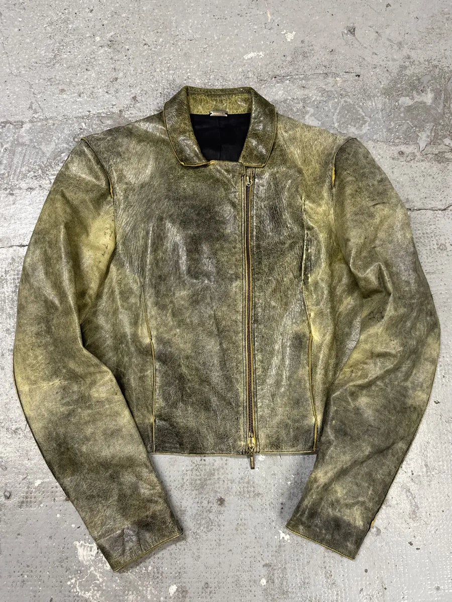 SS2001 Roberto Cavalli Gold Leather Asymmetrical Biker Jacket VNqxLIl 0