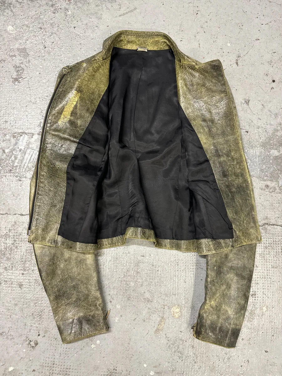 SS2001 Roberto Cavalli Gold Leather Asymmetrical Biker Jacket VNqxLIl 2