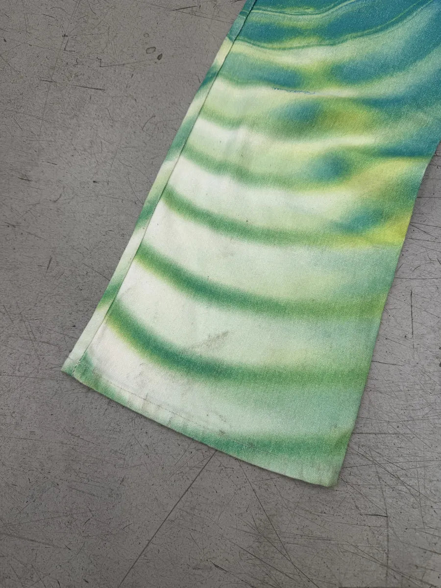 SS2001 Roberto Cavalli Multicolor Blue Aqua Psycho Spiral Pants kgxFOmD 6