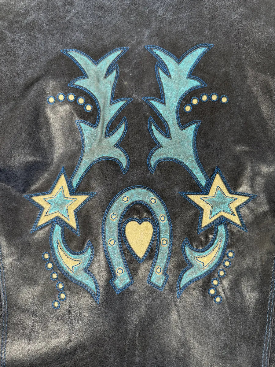 SS2001 Roberto Cavalli Navy Blue Perfecto Biker Leather Jacket JWsrPhG 7