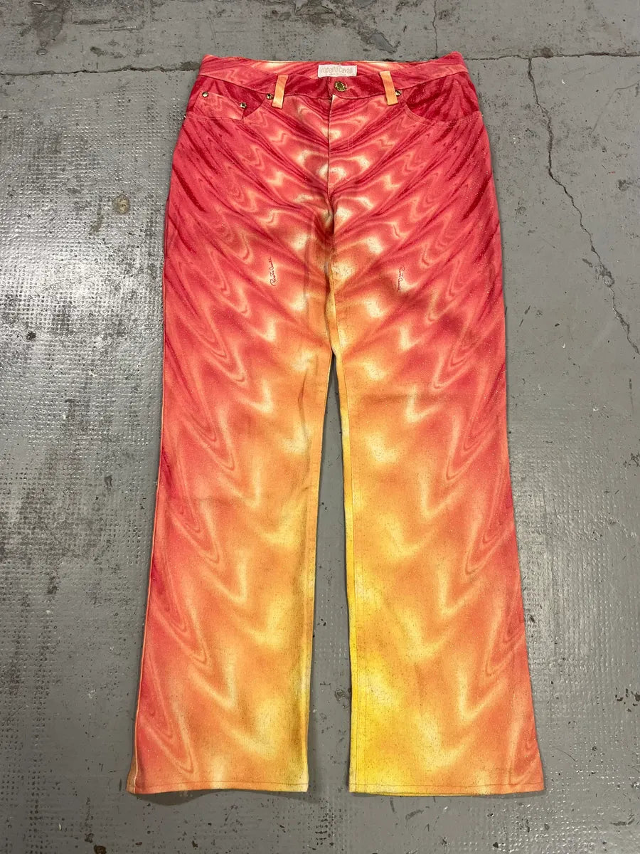 SS2001 Roberto Cavalli Pink & Yellow Tie-Dye Psycho Pants iyZlDLD 0
