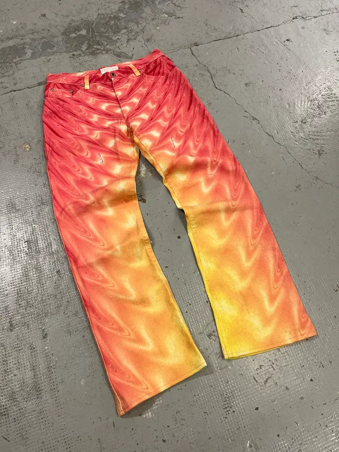 SS2001 Roberto Cavalli Pink & Yellow Tie-Dye Psycho Pants iyZlDLD 4