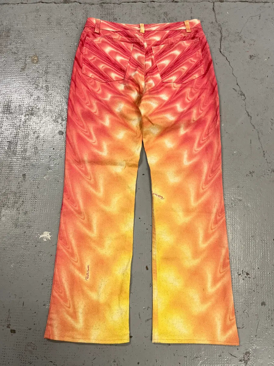 SS2001 Roberto Cavalli Pink & Yellow Tie-Dye Psycho Pants iyZlDLD 7