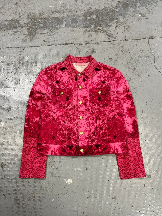 SS2001 Roberto Cavalli Pink Fur Print Movement Jacket KsHVOOE 2