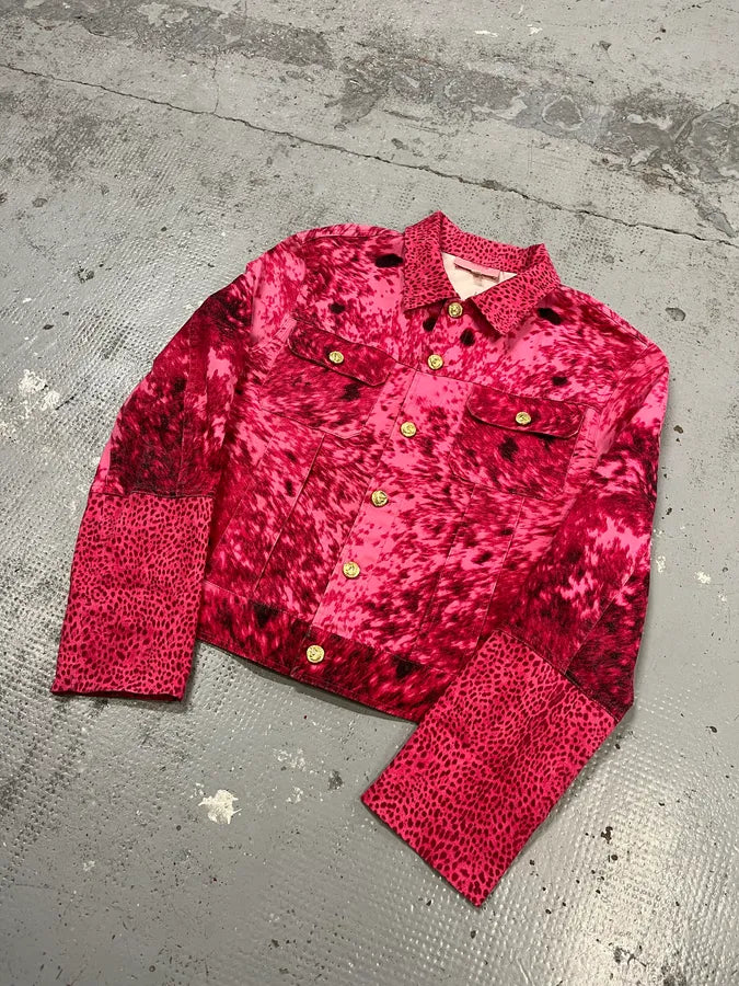 SS2001 Roberto Cavalli Pink Fur Print Movement Jacket KsHVOOE 3