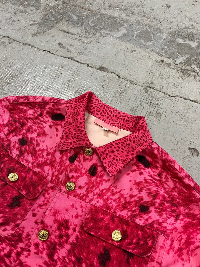 SS2001 Roberto Cavalli Pink Fur Print Movement Jacket KsHVOOE 4